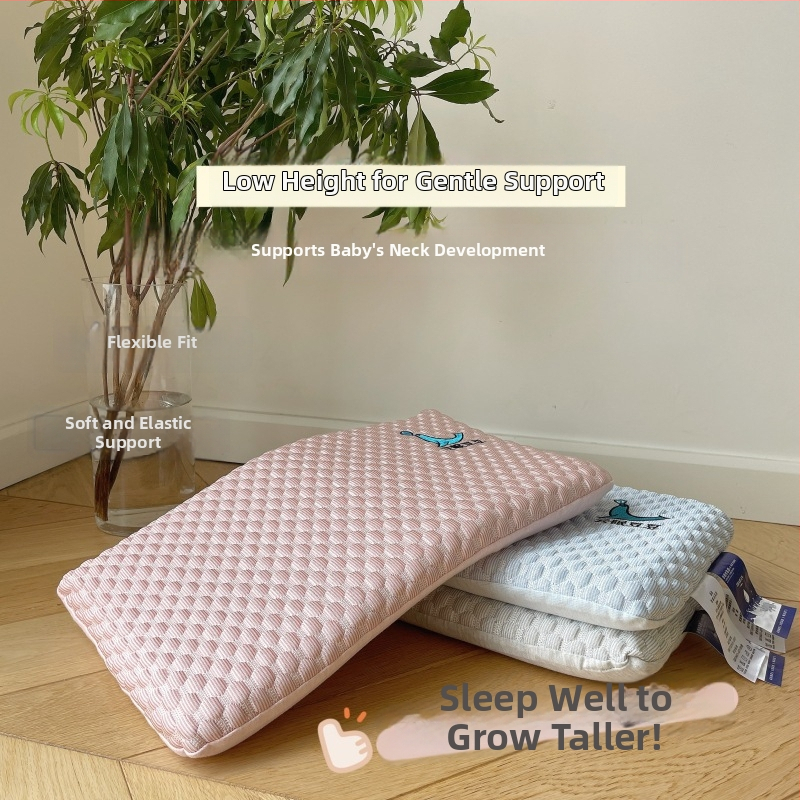 Vaikų latekso pagalvė su ice silk branduoliu, ovalus formos, latekso kiekis >90%, tinkamas vaikams