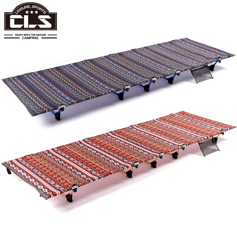 Prenosná zložená kempingová posteľ s hliníkovým rámom, dĺžka 180 cm, Oxford materiál povrchu, hmotnosť 1,95 kg, nosnosť 150 kg