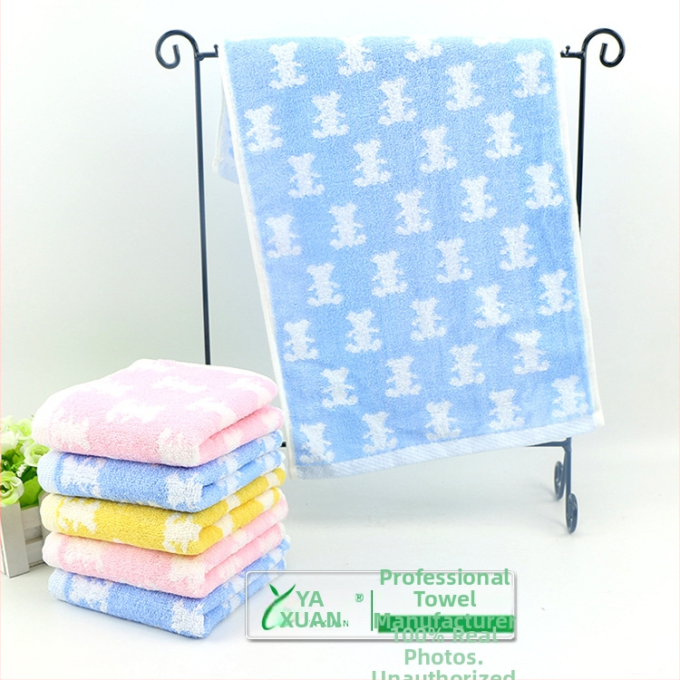 Памучна детска хавлия за лице, 32 нишки, жакардова и права тъкан, под 50 g, 100% памук