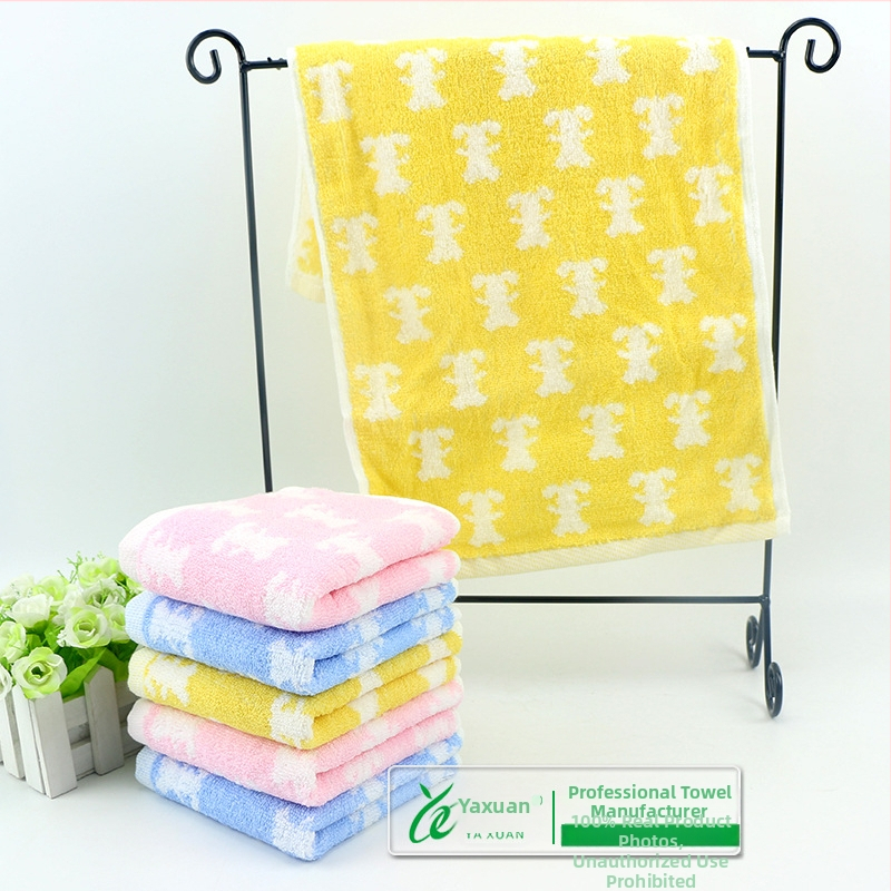 Памучна детска хавлия за лице, 32 нишки, жакардова и права тъкан, под 50 g, 100% памук