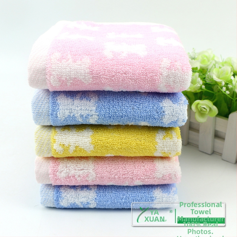 Памучна детска хавлия за лице, 32 нишки, жакардова и права тъкан, под 50 g, 100% памук