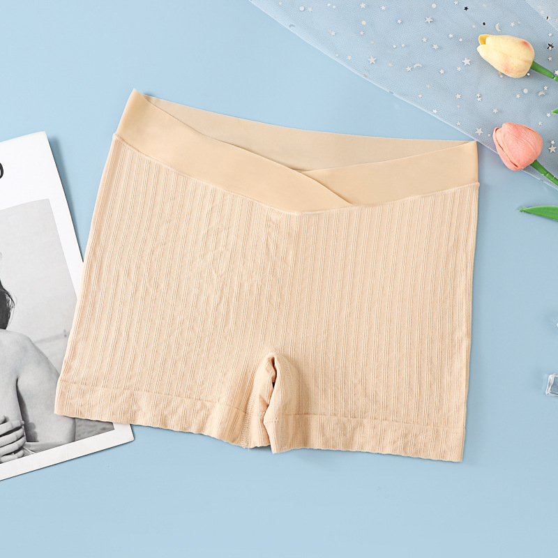 Nėštiosioms medvilniniai šortai su ribiniu mezginiu, žemas juosmuo ir pilvo parama