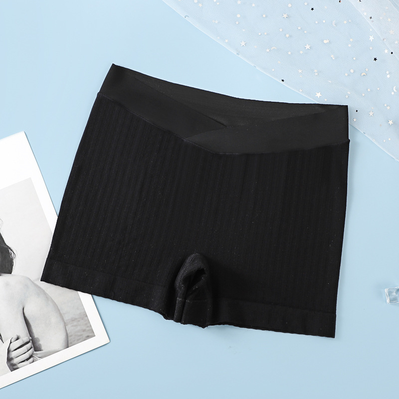 Nėštiosioms medvilniniai šortai su ribiniu mezginiu, žemas juosmuo ir pilvo parama