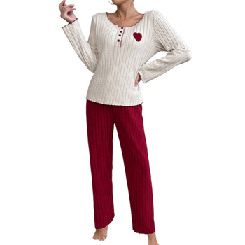 Velúrový pruhovaný pyžamový set, európsko-americký štýl, okrúhly výstrih, dlhé rukávy, dlhé nohavice, nositeľný aj ako vonkajšie oblečenie, domáce oblečenie