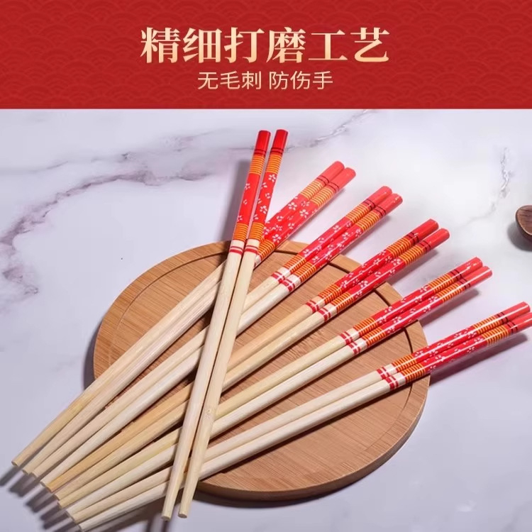 Jednorázové bambusové paličky na jedlo, čínske kvety vzor, moderný minimalistický štýl, vhodné do mikrovlnky, potlač loga