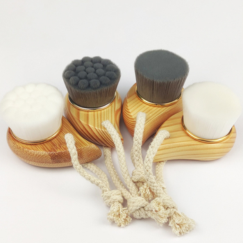 Tvárová čistiaca kefka s drevenou rúčkou, ručná, hlboko čistí póry, model HEYI07