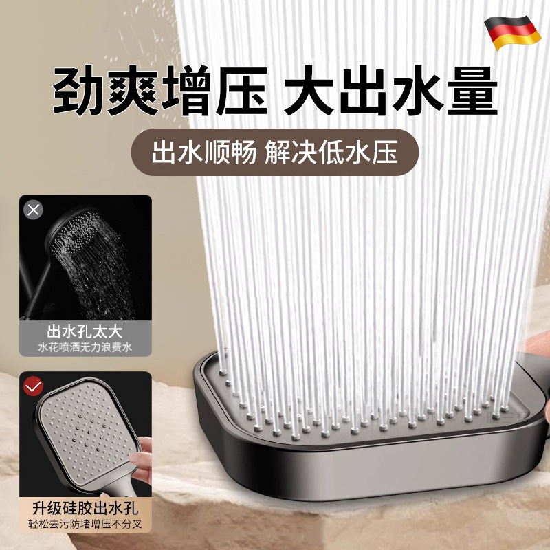 Duș manual pătrat – creștere presiune, ABS, conexiune filetată