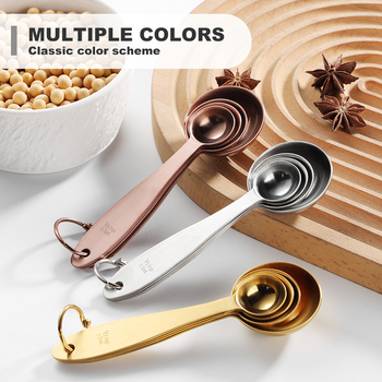 Sada meracích lyžíc a pohárov na pečenie, 8-dielna, 430 nerezová oceľ, s meracou stupnicou