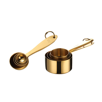 Sada meracích lyžíc a pohárov na pečenie, 8-dielna, 430 nerezová oceľ, s meracou stupnicou