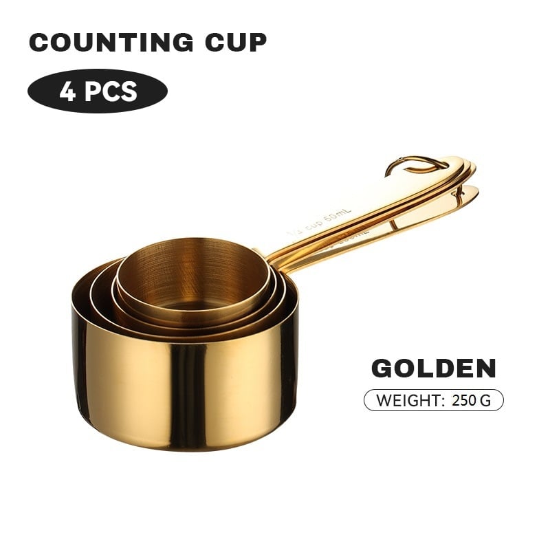 Sada meracích lyžíc a pohárov na pečenie, 8-dielna, 430 nerezová oceľ, s meracou stupnicou