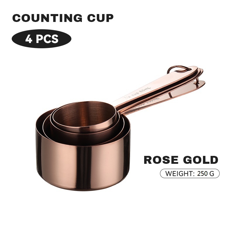 Sada meracích lyžíc a pohárov na pečenie, 8-dielna, 430 nerezová oceľ, s meracou stupnicou