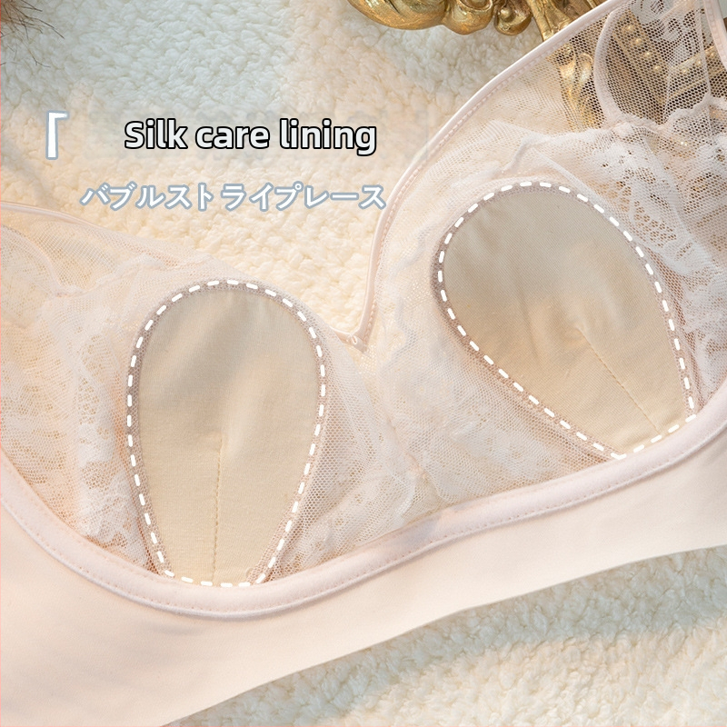 Francúzska štýlová čipkovaná podprsenka bez kostíc s košíkmi s ušami zaja, priedušná, 3/4 tvarovaný košík, zadné tri rady háčikov, pevné dvojité ramienka