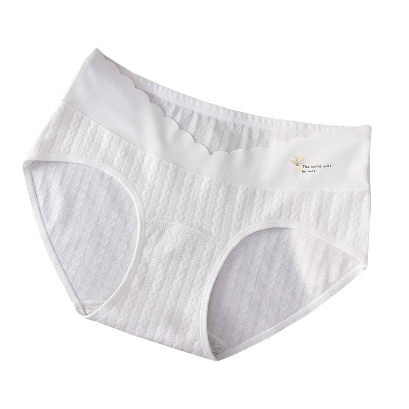 Nėščiųjų apatinių drabužių su žemu liemeniu, pilvo palaikymu; kvėpuojantys, antibakteriniai; pagrindinis audinys 95–100% medvilnė; tarpinė 100% medvilnė.