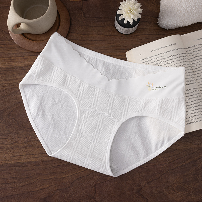 Nėščiųjų apatinių drabužių su žemu liemeniu, pilvo palaikymu; kvėpuojantys, antibakteriniai; pagrindinis audinys 95–100% medvilnė; tarpinė 100% medvilnė.