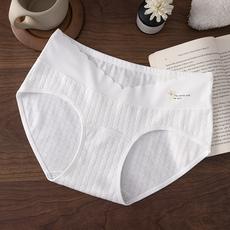 Nėščiųjų apatinių drabužių su žemu liemeniu, pilvo palaikymu; kvėpuojantys, antibakteriniai; pagrindinis audinys 95–100% medvilnė; tarpinė 100% medvilnė.