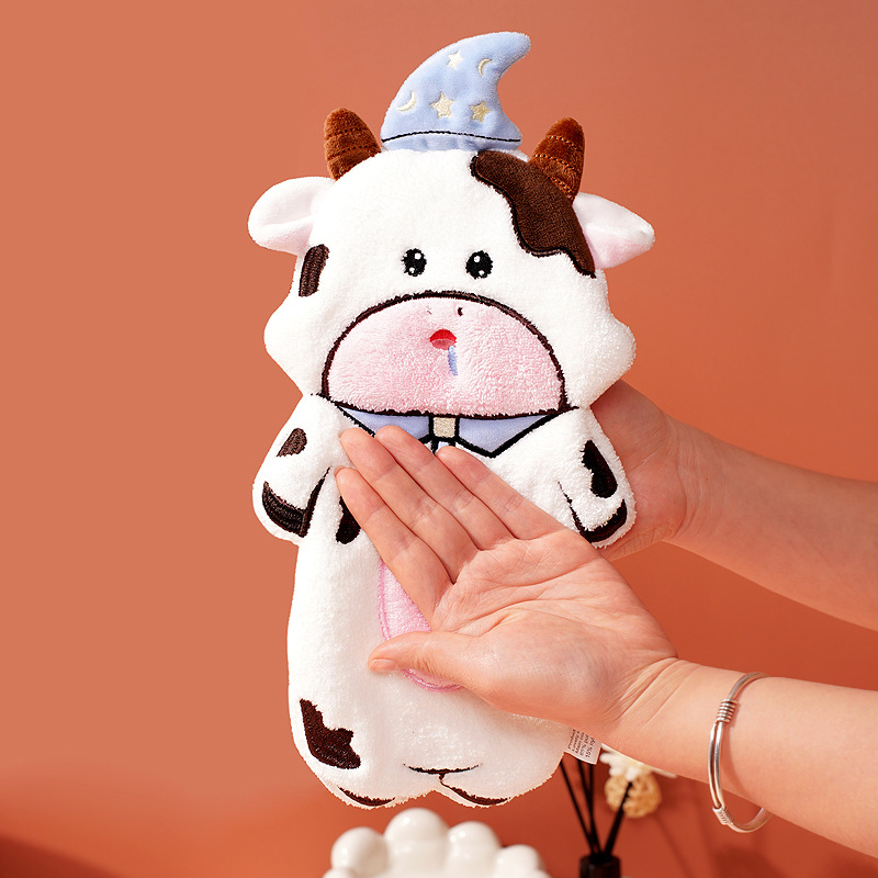 Παιδική κρεμάστρα πετσέτας χεριών με χαριτωμένο καρτούν, απορροφητική και γρήγορου στεγνώματος φλίς κοραλλιού, κεντημένη, μάρκα Pooky Bear, 32s νήματα, βάρος 50-80 g