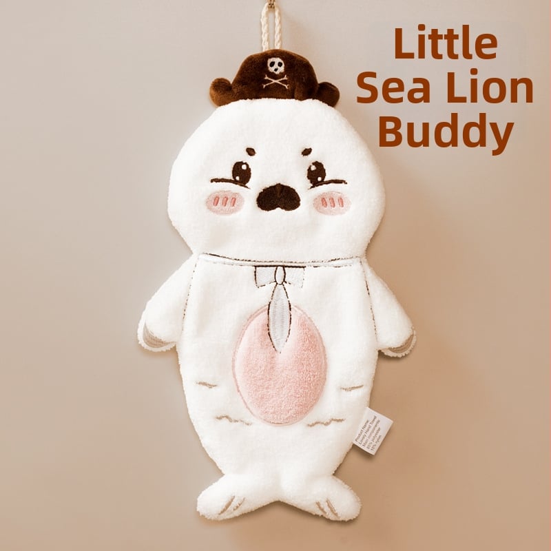 Детска подвесна кърпа за ръце с забавен карикатурен мотив, абсорбираща и бързосъхнеща, корална флийс, бродирана, Pooky Bear, 32s прежда, тегло 50-80 g