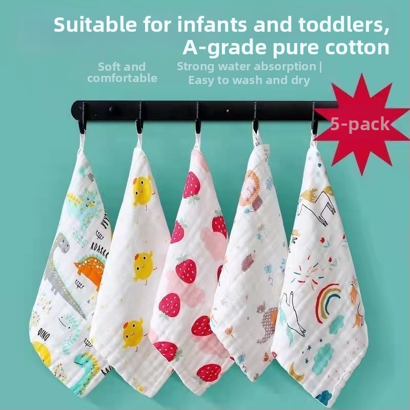 5-dielna sada bavlnených utierok s bubnovou priadzou na intímnu hygienu, 100% bavlna, savosť 11–15 s, mäkké pre bábätká