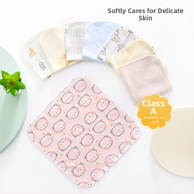 Novorodenecká bavlnená štvorcová utierka na kŕmenie a tvár | 95% bavlna | savá | motív karikatúra | vhodné pre 0–12 mesiacov