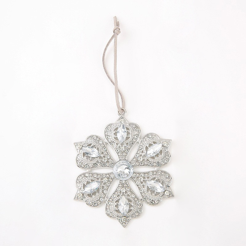 Vianočný kovový prívesok v tvare snehovej vločky s kryštálom – Materiál: Iné – Značka: New Li Queen – Štýl: Moderné umenie – Oslava: Vianoce