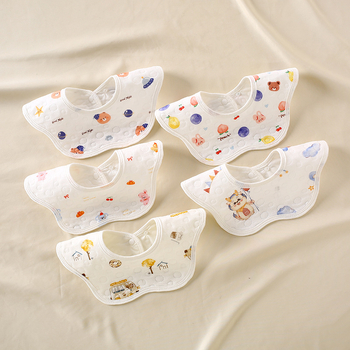 Detský bryndáčik z čistého bavlna (>95%), nepremokavý, cartoon vzor, pre deti 1–3 roky