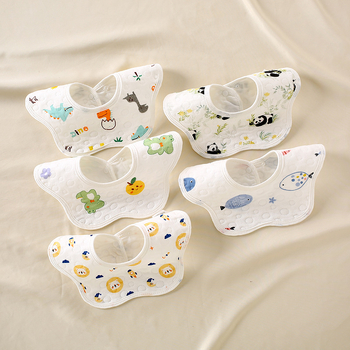 Detský bryndáčik z čistého bavlna (>95%), nepremokavý, cartoon vzor, pre deti 1–3 roky