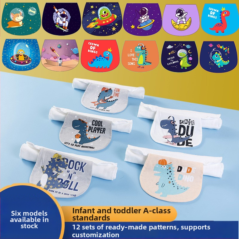 Detský bryndáčik z čistého bavlna (>95%), nepremokavý, cartoon vzor, pre deti 1–3 roky