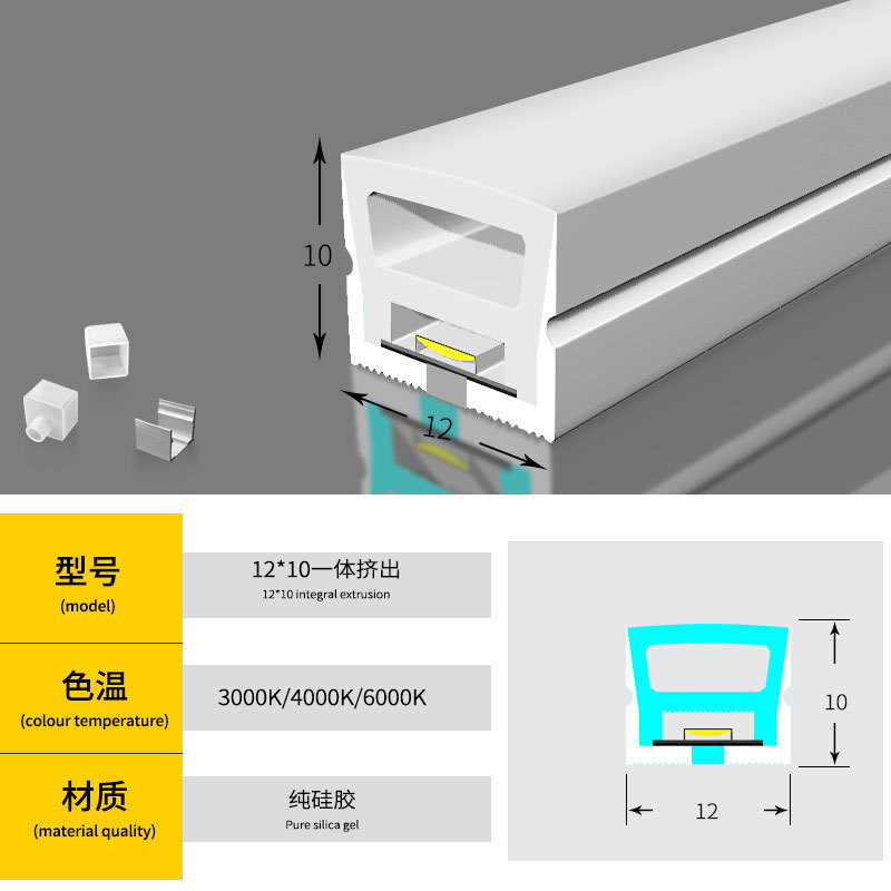 LED pás so silikónovým obalom – 24V, IP65, 7W, 120 LED/m, 2835 LED čipy