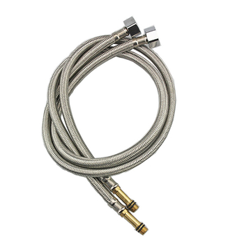 Hadica z opleteneho nehrdzavejúceho kovu na prívod vody, výbušne odolná, jednohlavý konektor, 304 SS, 1,6 MPa, 0–100°C