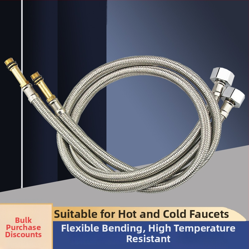 Hadica z opleteneho nehrdzavejúceho kovu na prívod vody, výbušne odolná, jednohlavý konektor, 304 SS, 1,6 MPa, 0–100°C