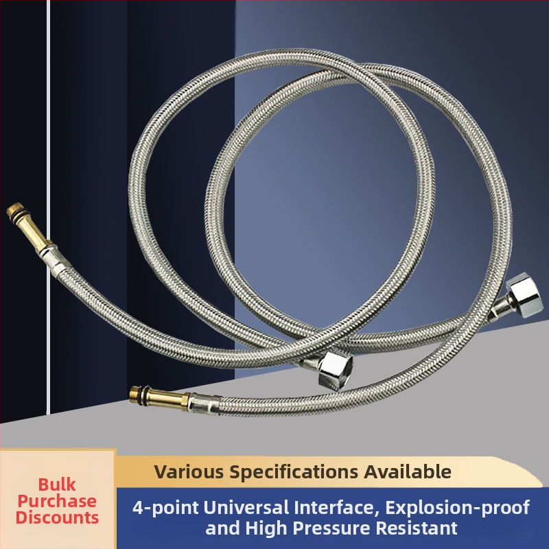 Hadica z opleteneho nehrdzavejúceho kovu na prívod vody, výbušne odolná, jednohlavý konektor, 304 SS, 1,6 MPa, 0–100°C