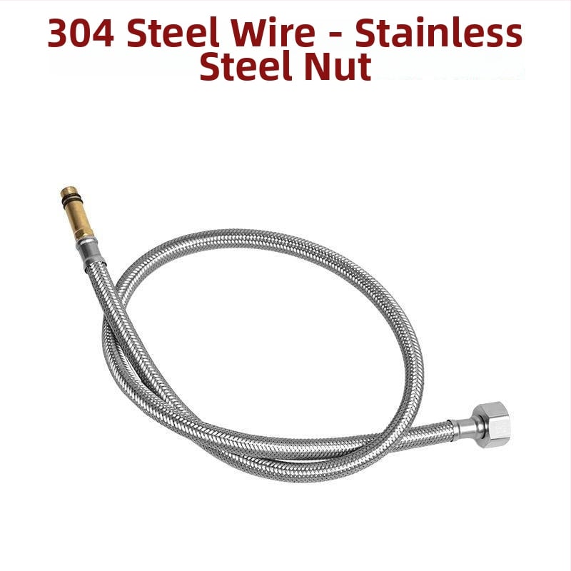 Hadica z opleteneho nehrdzavejúceho kovu na prívod vody, výbušne odolná, jednohlavý konektor, 304 SS, 1,6 MPa, 0–100°C