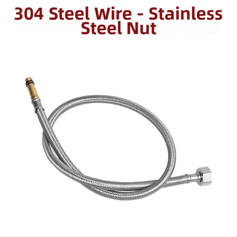 Hadica z opleteneho nehrdzavejúceho kovu na prívod vody, výbušne odolná, jednohlavý konektor, 304 SS, 1,6 MPa, 0–100°C