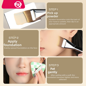 Foundation štetec na make-up, syntetické vlákna, plastová rúčka, prenosný, 1 ks