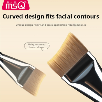 Foundation štetec na make-up, syntetické vlákna, plastová rúčka, prenosný, 1 ks