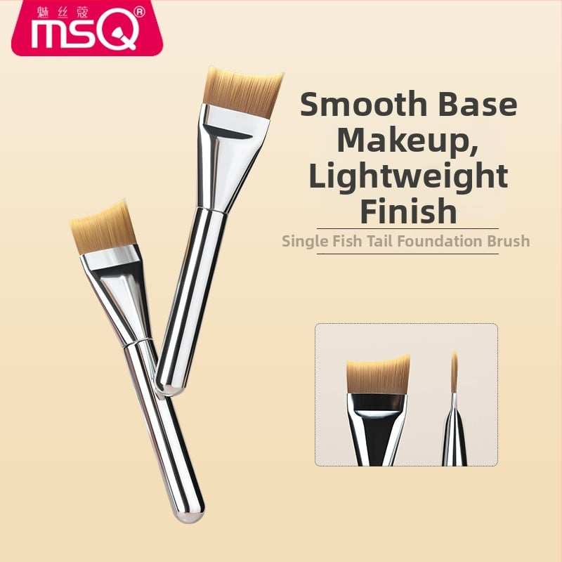 Foundation štetec na make-up, syntetické vlákna, plastová rúčka, prenosný, 1 ks