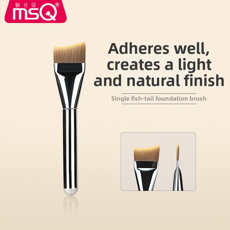 Foundation štetec na make-up, syntetické vlákna, plastová rúčka, prenosný, 1 ks