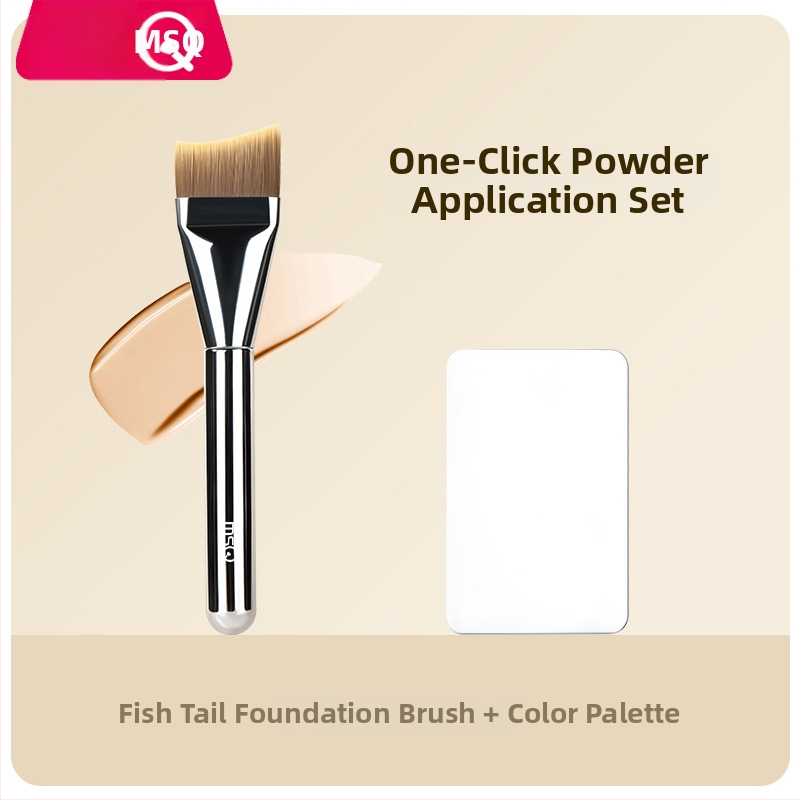 Foundation štetec na make-up, syntetické vlákna, plastová rúčka, prenosný, 1 ks