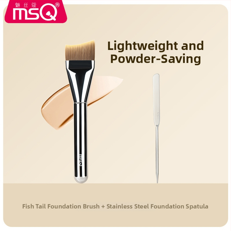 Foundation štetec na make-up, syntetické vlákna, plastová rúčka, prenosný, 1 ks