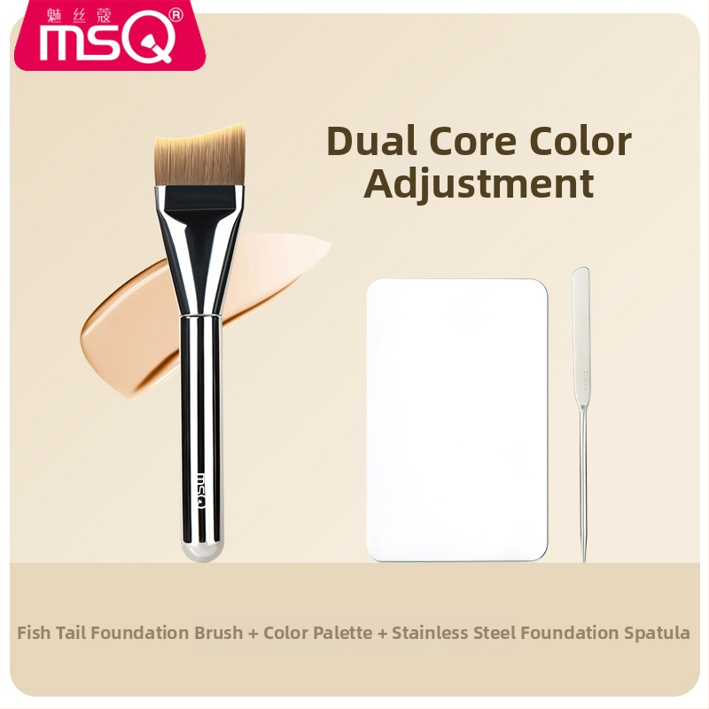 Foundation štetec na make-up, syntetické vlákna, plastová rúčka, prenosný, 1 ks