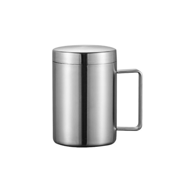 Nerezový hrnček s viečkom – dvojvrstvový izolačný cestovný hrnček