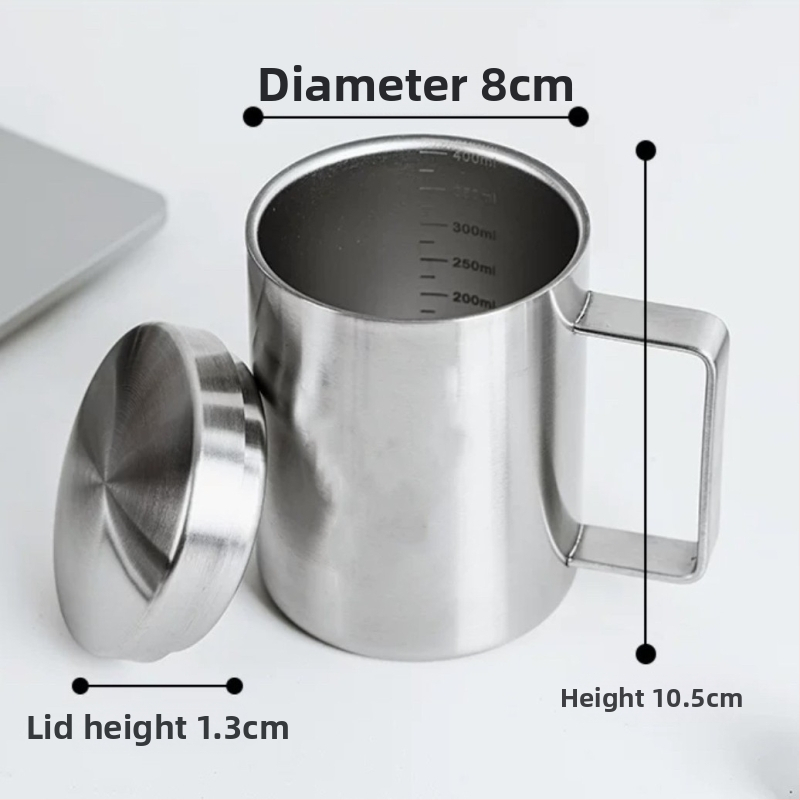 Nerezový hrnček s viečkom – dvojvrstvový izolačný cestovný hrnček