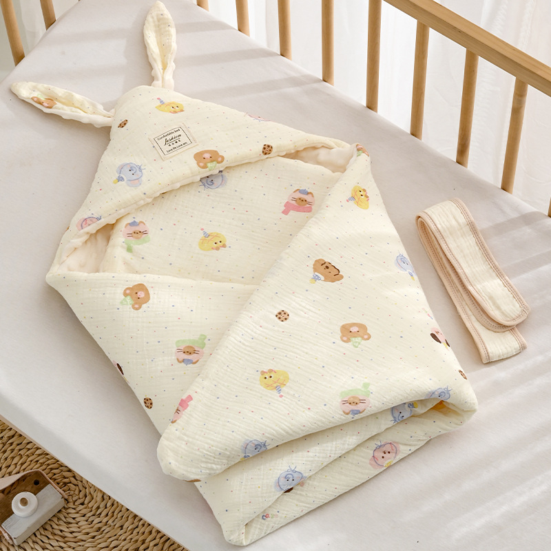 Одеяло за завиване на новородено с качулка – полиестерен пълнеж, чист памук, леко тегло под 0,5 кг, за пролет и есен