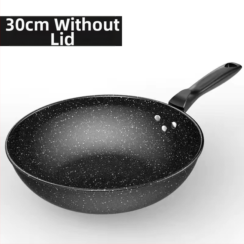 Onijia WOK z Maifanového kameňa - nepriľnavý, bez oleja, ploché dno, kompatibilný s indukciou, sklenené veko
