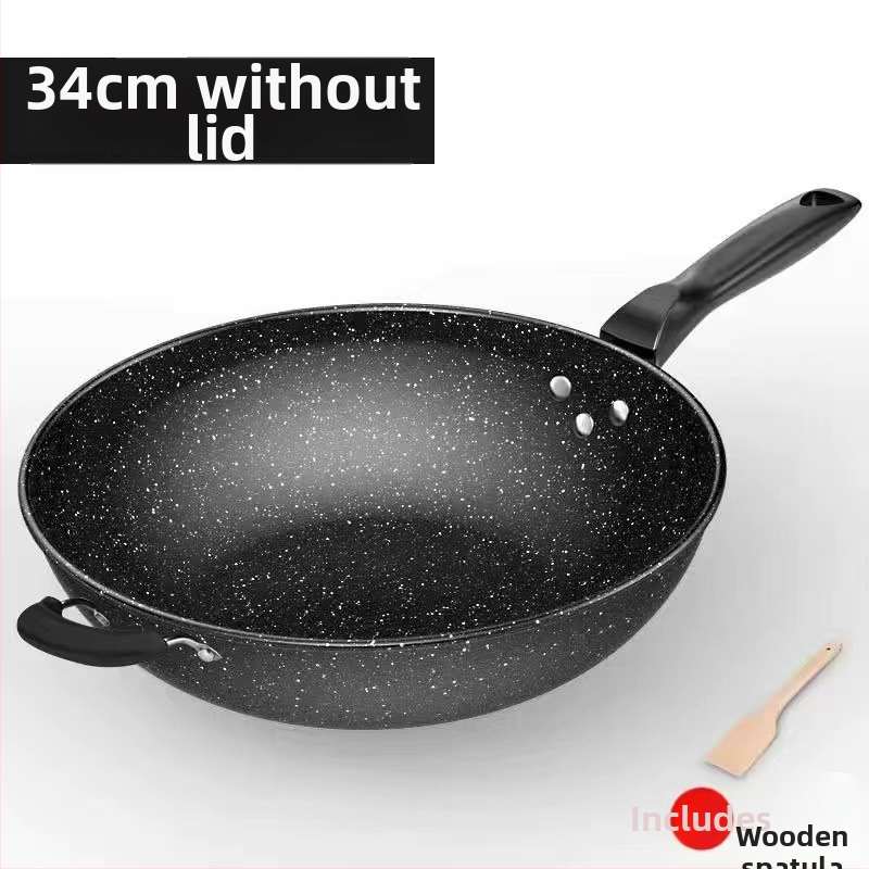 Onijia WOK z Maifanového kameňa - nepriľnavý, bez oleja, ploché dno, kompatibilný s indukciou, sklenené veko