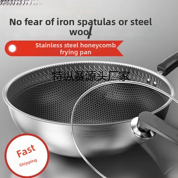 Wok pan s nepriľnavým povrchom z 316 nerezovej ocele, viacvrstvové dno, sklenené veko, vhodný na plynovú platňu