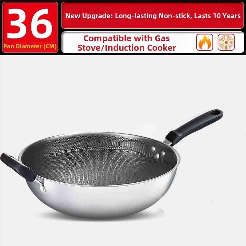 Wok pan s nepriľnavým povrchom z 316 nerezovej ocele, viacvrstvové dno, sklenené veko, vhodný na plynovú platňu