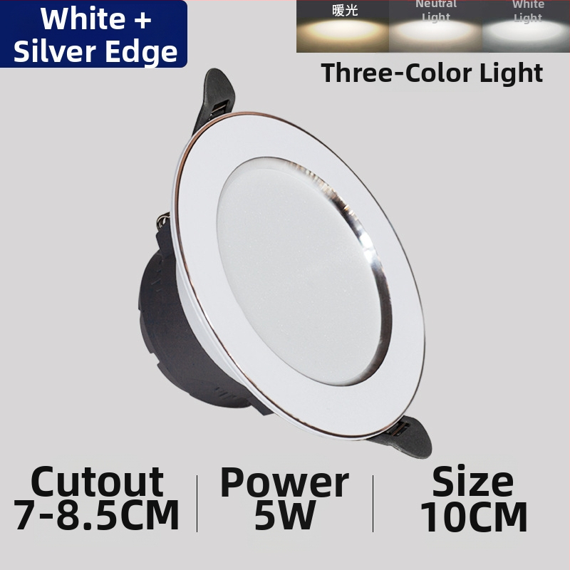 LED podhľadové downlight, skrytá inštalácia, trojfarebná regulácia farby, 220V, plastové puzdro