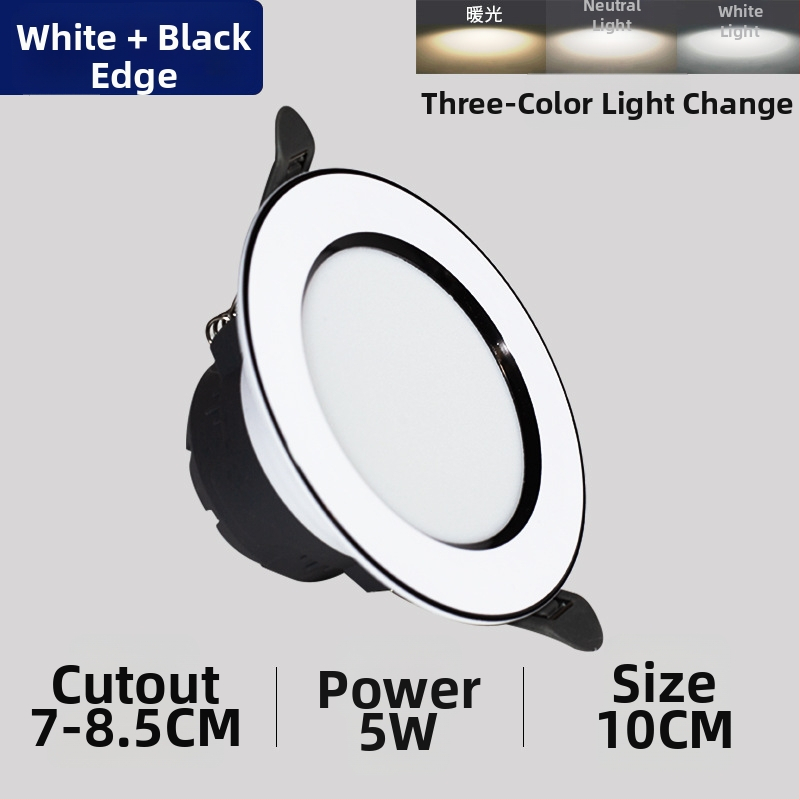 LED podhľadové downlight, skrytá inštalácia, trojfarebná regulácia farby, 220V, plastové puzdro