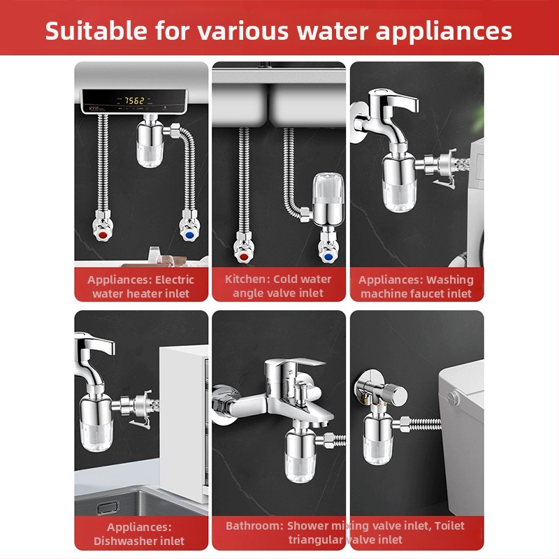 Elektrický predfilter pre ohrievač vody, nerezová oceľ, prívody vody pre ohrievač, práčku, toaletu a sprchu, odstraňovanie chlóru a zabránenie usadzovaniu, automatické plnenie vody